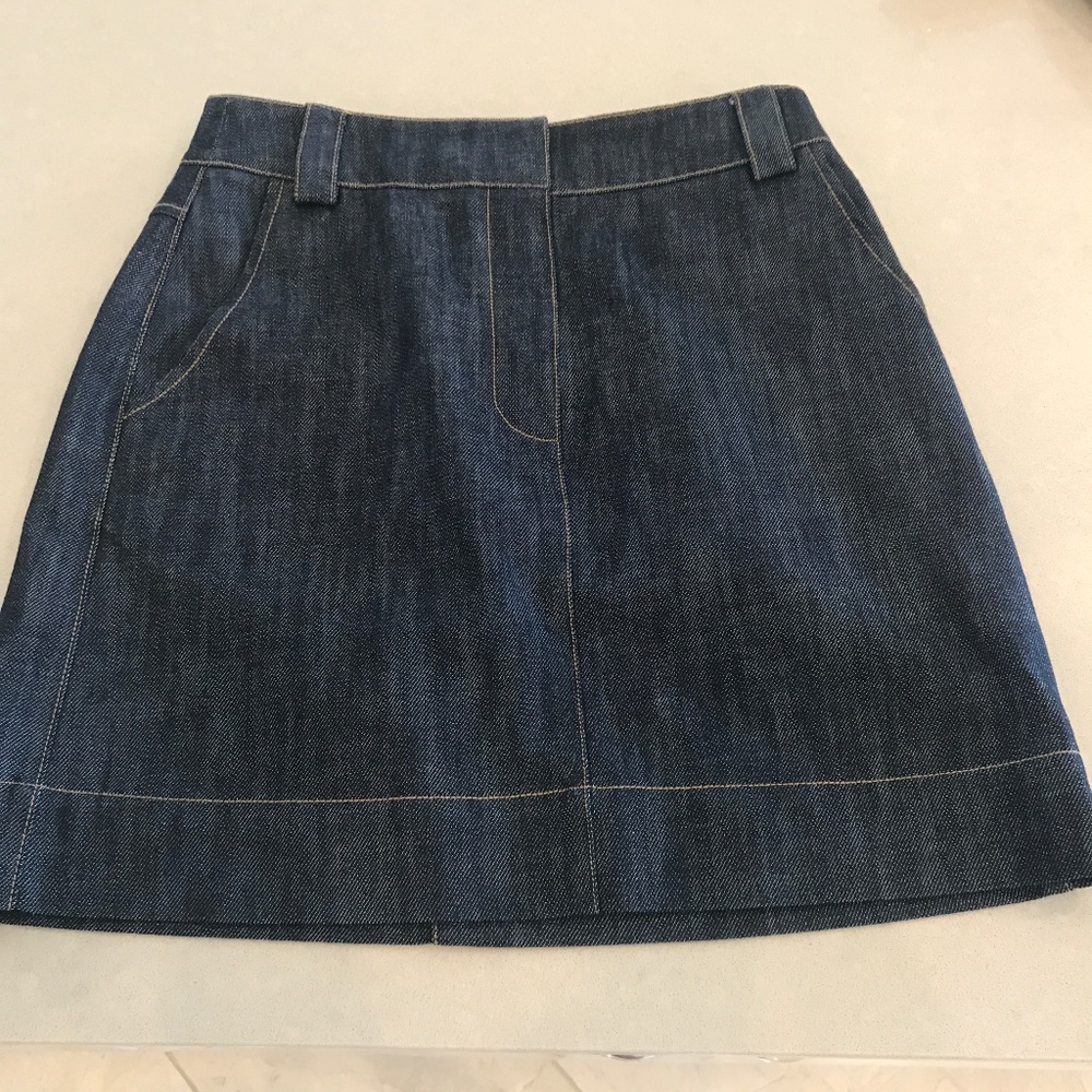 LVIR LA Project Mélange Denim Mini Skirt Zip Fly Mid Wash Pockets